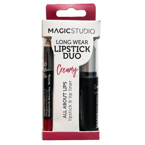 Ruj si creion de buze Magic Studio - Creamy - nr 1 - rosu inchis