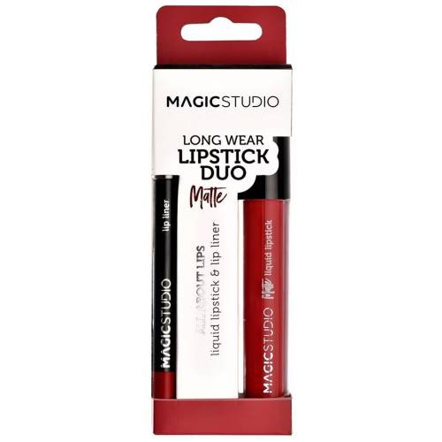 Ruj lichid mat si creion de buze Magic Studio - nr 1 - Rosu