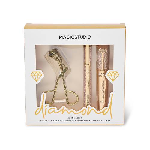 Set cadou femei - paleta machiaj - MAGIC STUDIO DIAMOND SHINY LOOK - seturi cosmetice cadou - set cadou craciun - ondulator de gene - rimel si creion...