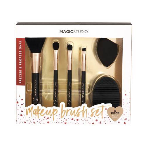 Set cadou femei - set pensule machiaj - MAGIC STUDIO COLORFUL MAKEUP BRUSH SET - seturi cosmetice cadou - set cadou craciun - 4 pensule+ buretel+...