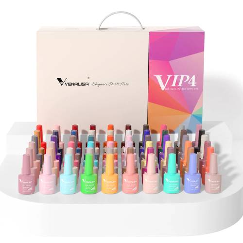 Kit oja semipermanenta Venalisa VIP 4 - 60 culori - +Primer+ Base Coat + 3x Top Coat+ catalog culori