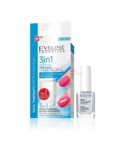 Eveline cosmetics 3 in 1 top coat hard an shiny nails