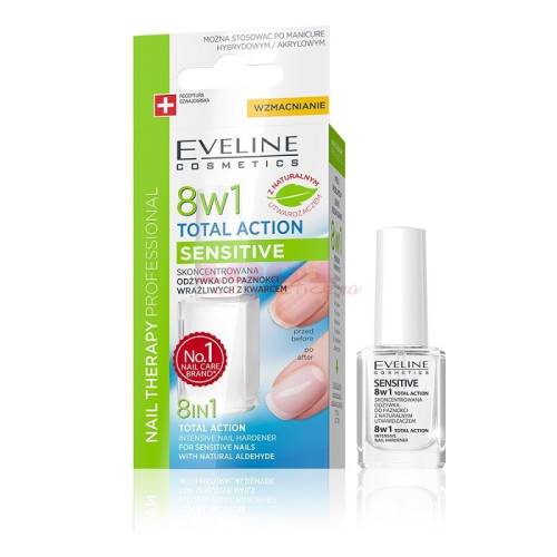 Eveline cosmetics 8 in 1 total action sensitive tratament intaritor 8 in 1 pentru unghii sensibile