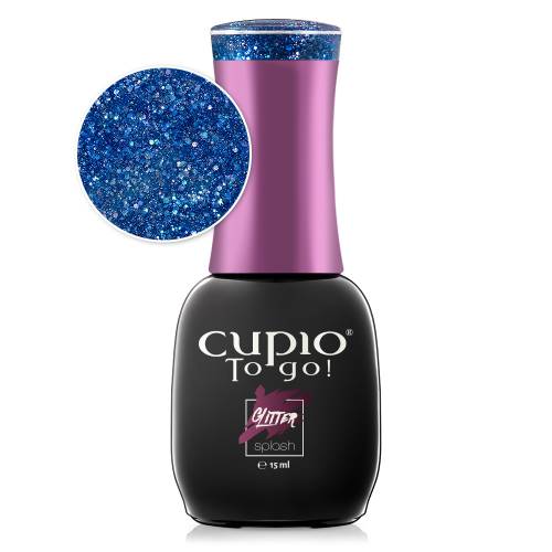Oja semipermanenta Cupio To Go! Glitter Splash - Crystal Blue