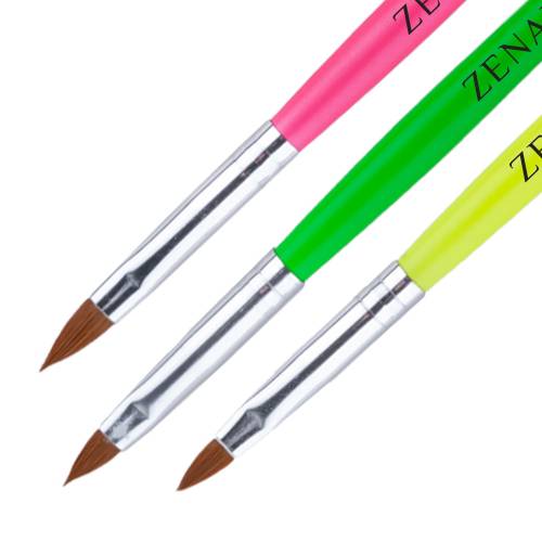 Set 3 pensule unghii pentru acril Zenail - nr 2 - 4 - 6